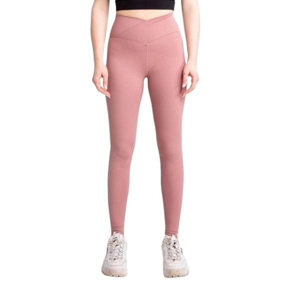 WOMENS CRANBERRY PINK CROSSOVER HIGH-RISE TIGHTS/LEGGINGS NWT - SZ:M/L - Picture 1 of 15